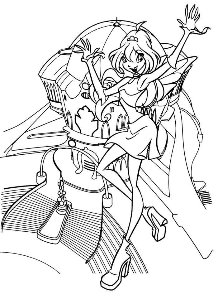 coloriage winx club bloom dans les airs